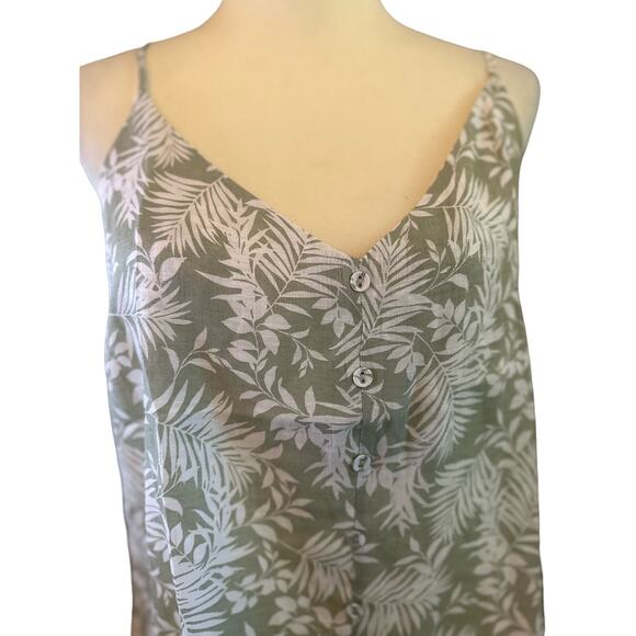 Mine Tropical Palm Print Tank, Green, NWT - Picture 2 of 6